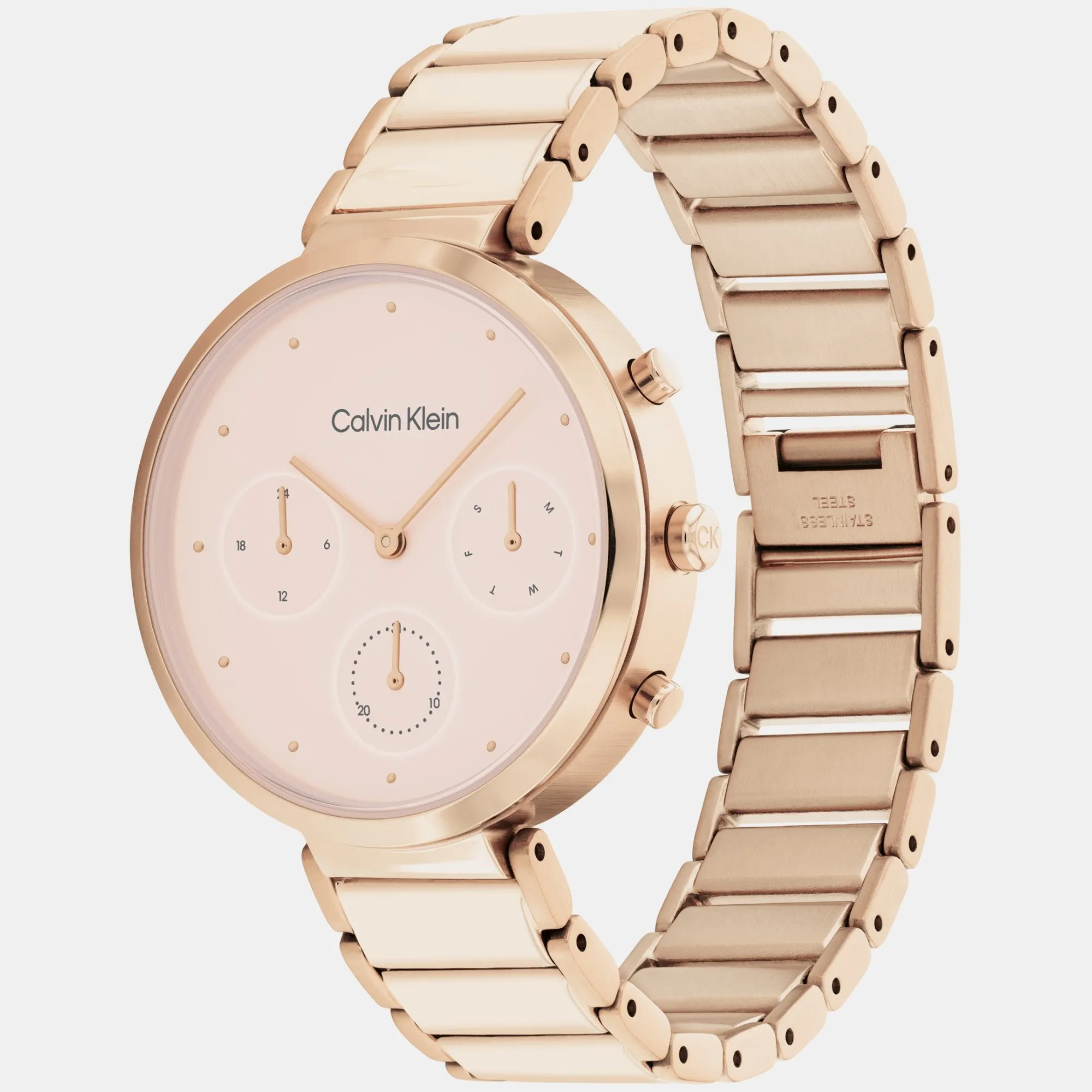 Minimalistic T-Bar Women's Blush Chronograph Stainless Steel Watch 25200283