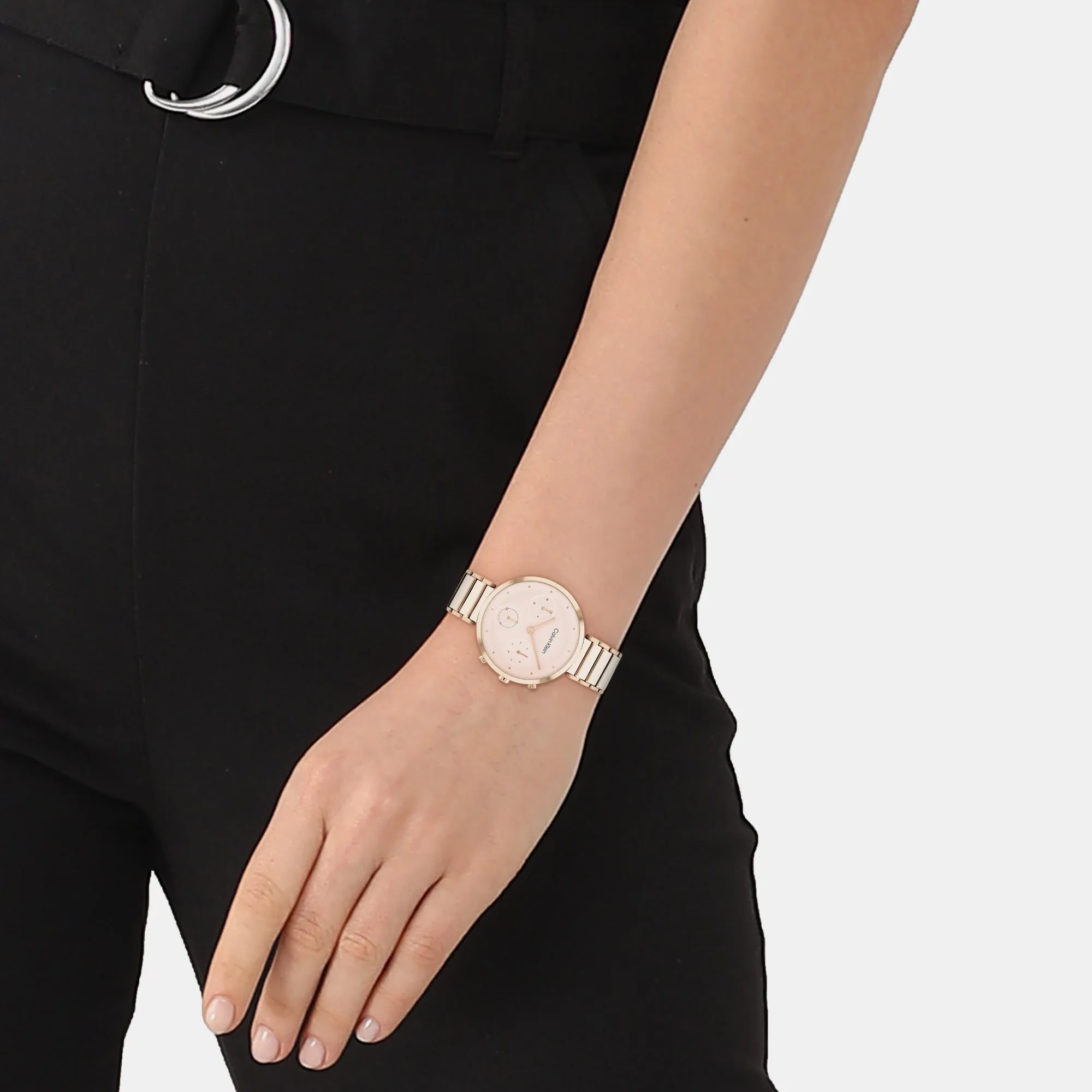Minimalistic T-Bar Women's Blush Chronograph Stainless Steel Watch 25200283
