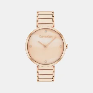 Minimalistic T-Bar Women's Rose Gold Analog Stainless Steel Watch 25200429