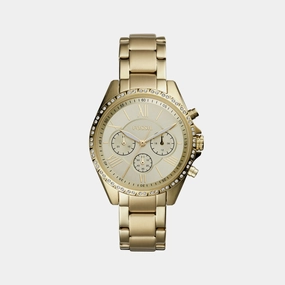 Modern Courier Women Quartz Gold Dial Chronograph Stainless Steel Watch BQ3378