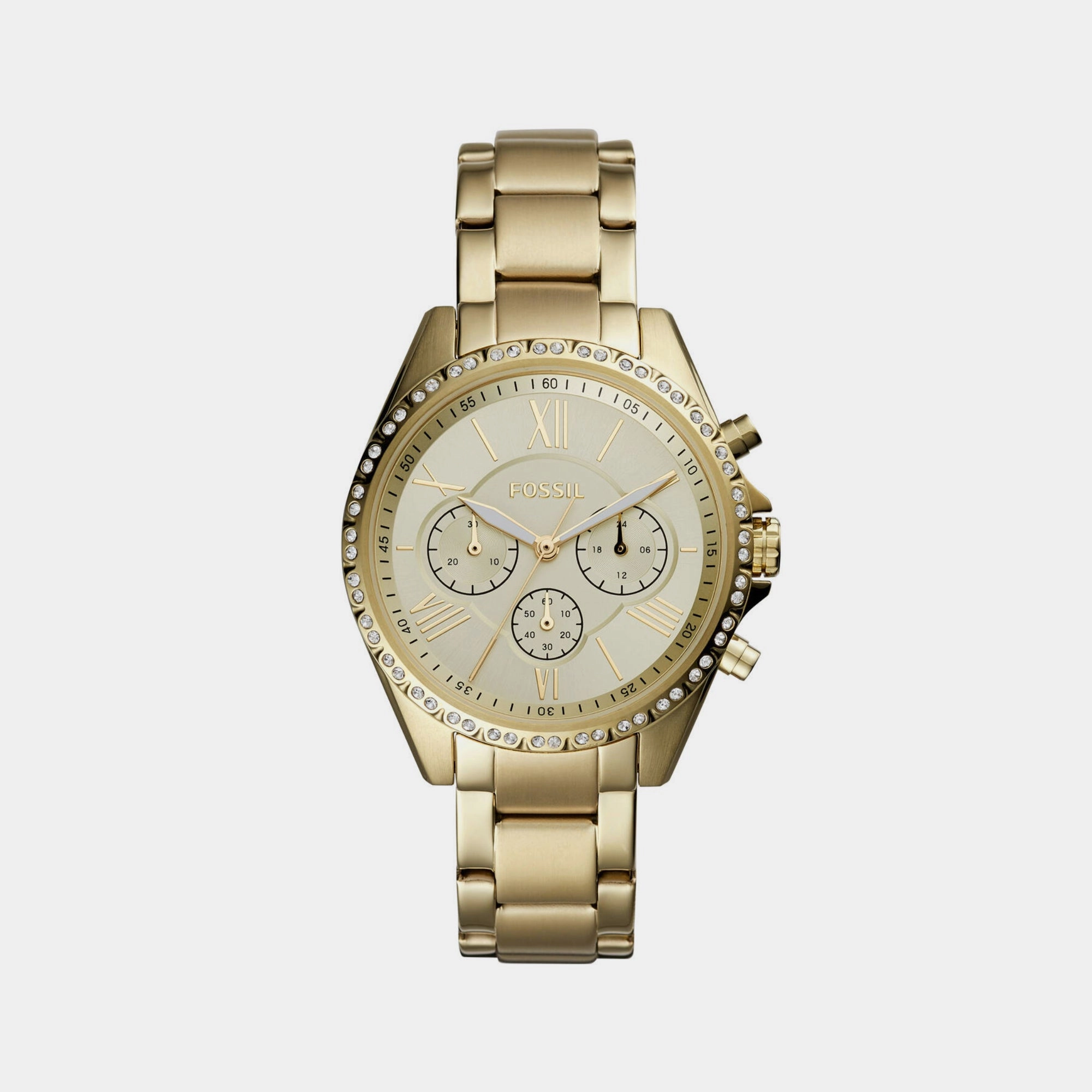 Modern Courier Women Quartz Gold Dial Chronograph Stainless Steel Watch BQ3378