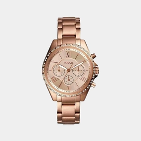 Modern Courier Women Quartz Rose Gold Dial Stainless Steel Chronograph Watch BQ3377