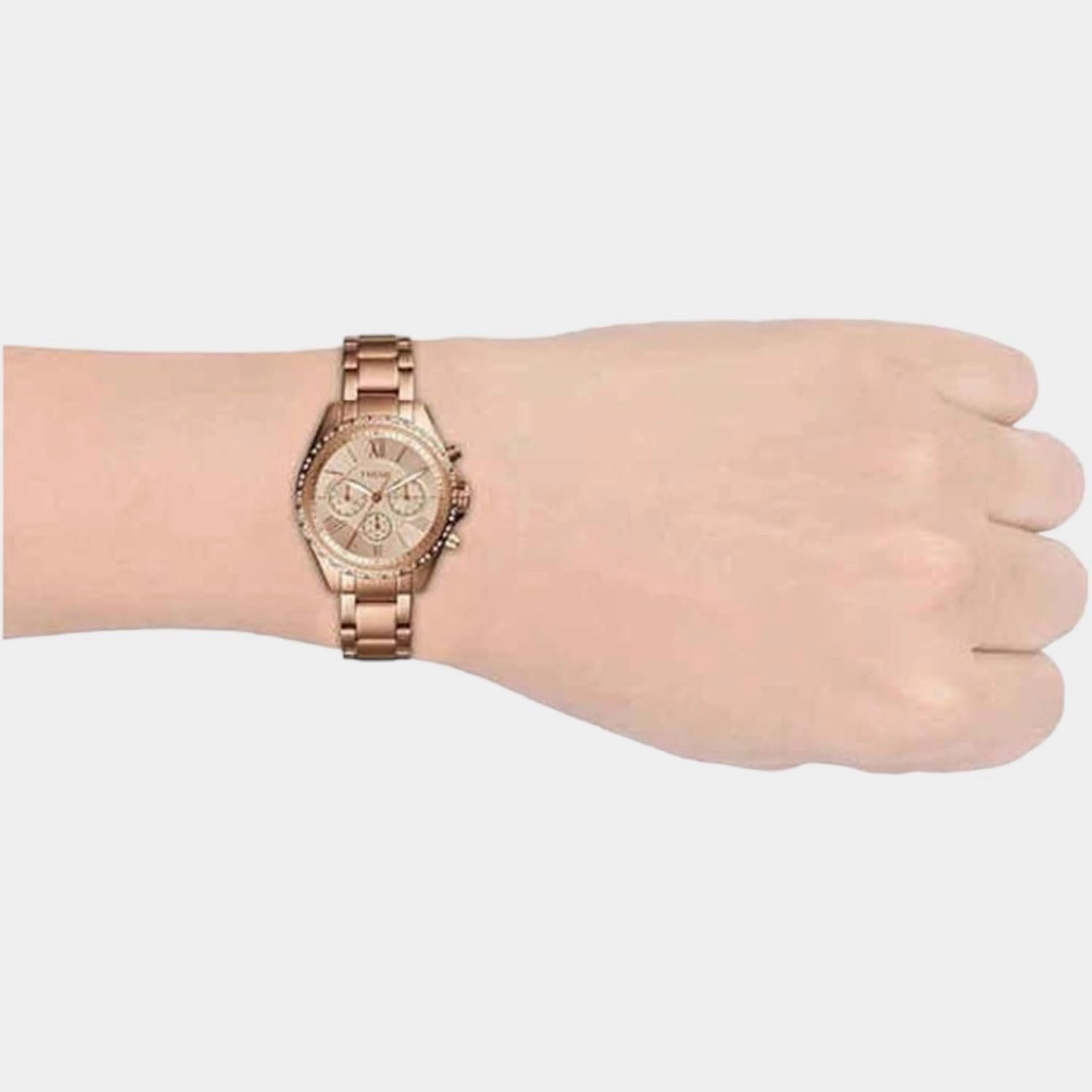 Modern Courier Women Quartz Rose Gold Dial Stainless Steel Chronograph Watch BQ3377