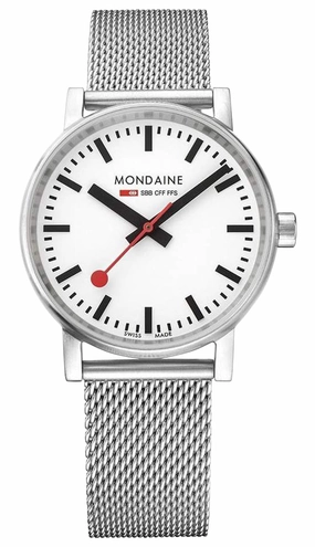 Mondaine EVO2 Stainless Steel Mesh White Dial Quartz Unisex Watch MSE.35110.SM