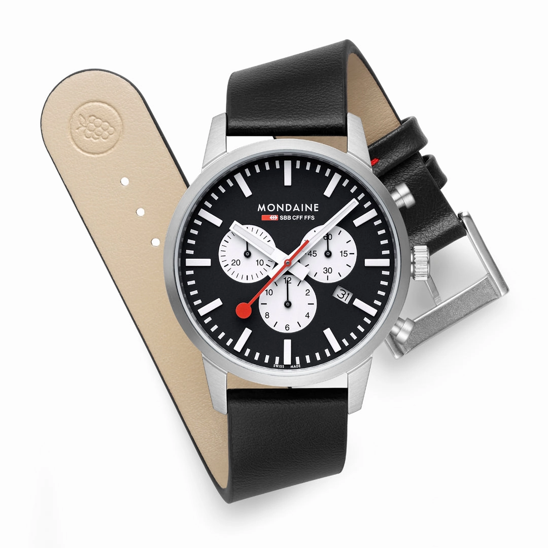 Mondaine Neo Chronograph Super-luminova? Vegan Leather, 41 Mm MSD.41420.LBV