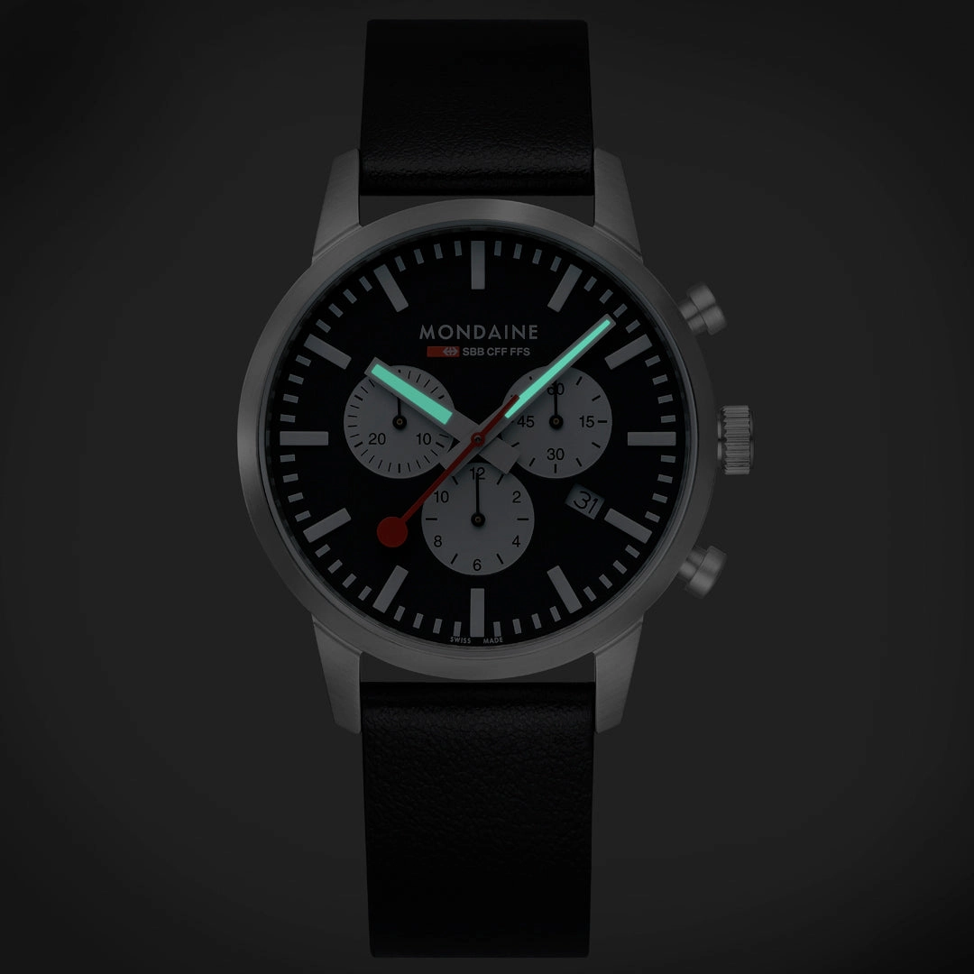 Mondaine Neo Chronograph Super-luminova? Vegan Leather, 41 Mm MSD.41420.LBV