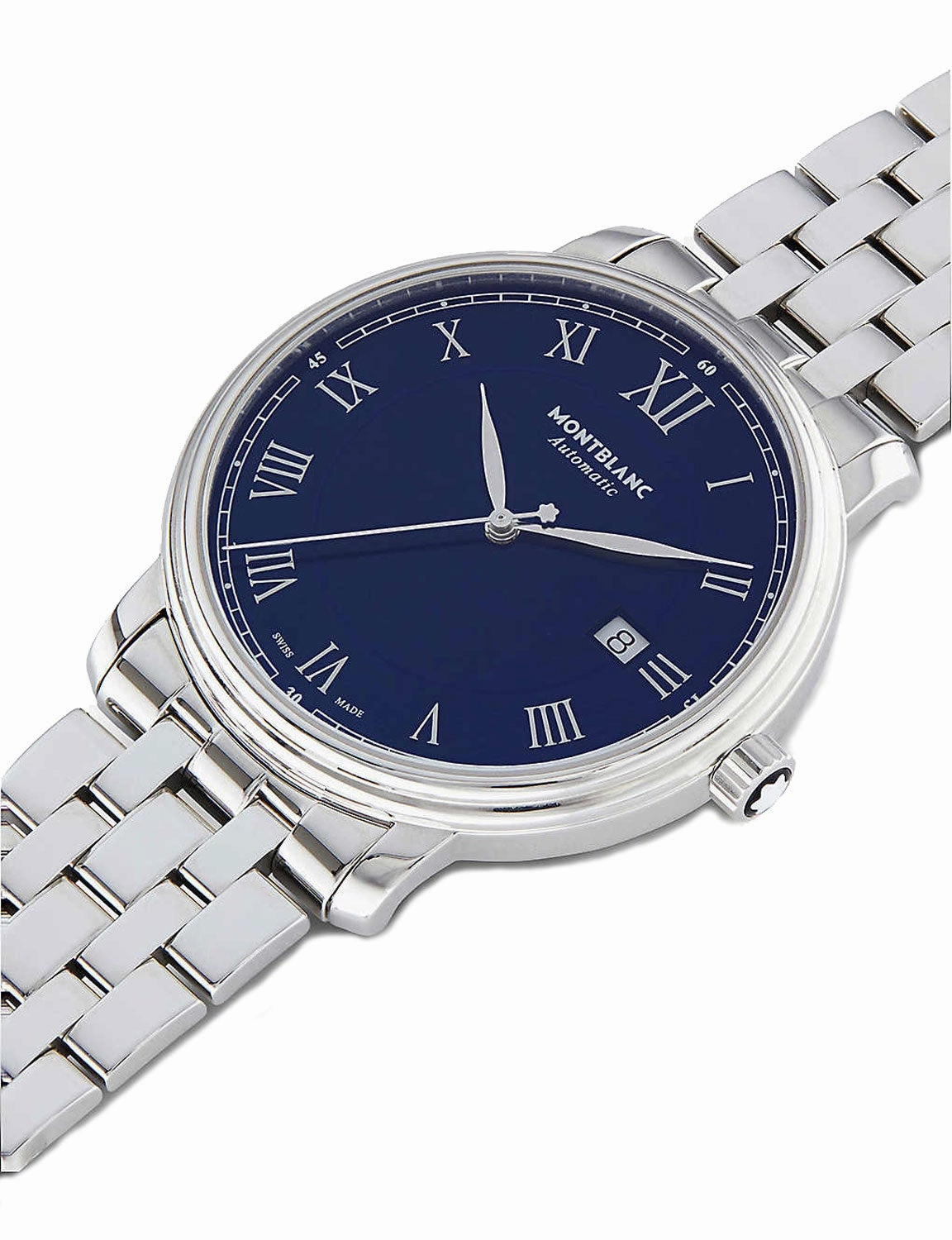 Montblanc Tradition Automatic Stainless Steel Calendar Blue dial Mens Watch 117830
