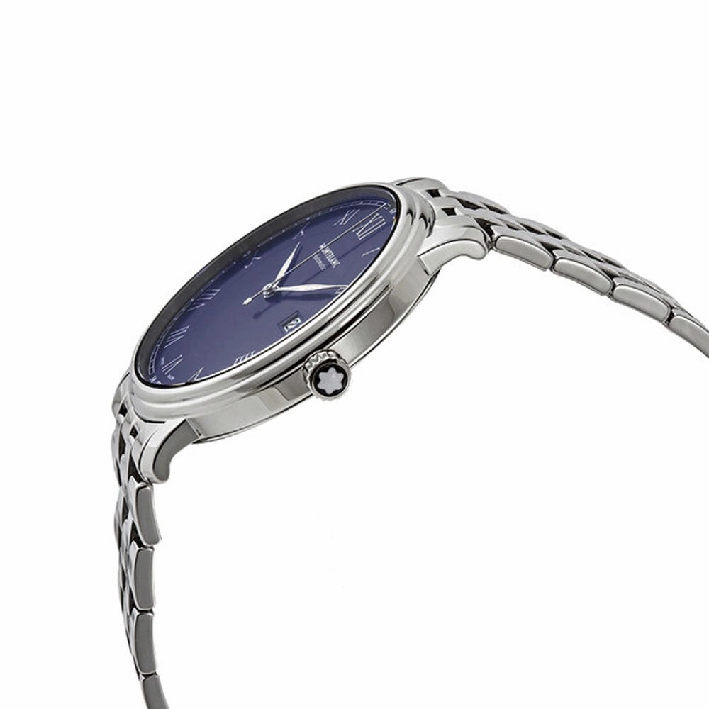 Montblanc Tradition Automatic Stainless Steel Calendar Blue dial Mens Watch 117830