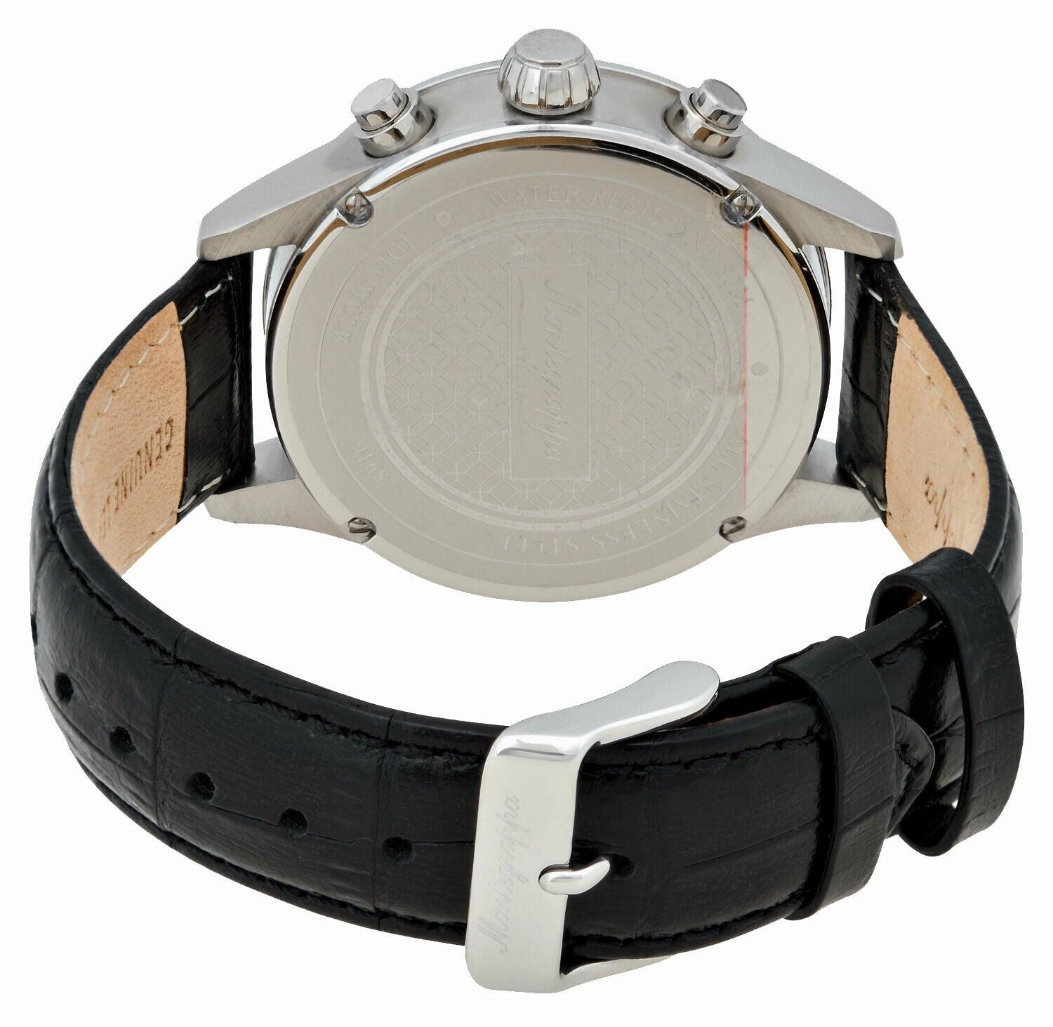 Montegrappa Fortuna Chronograph Date White Dial Black Leather Strap Quartz Men's Watch IDFOWCLB