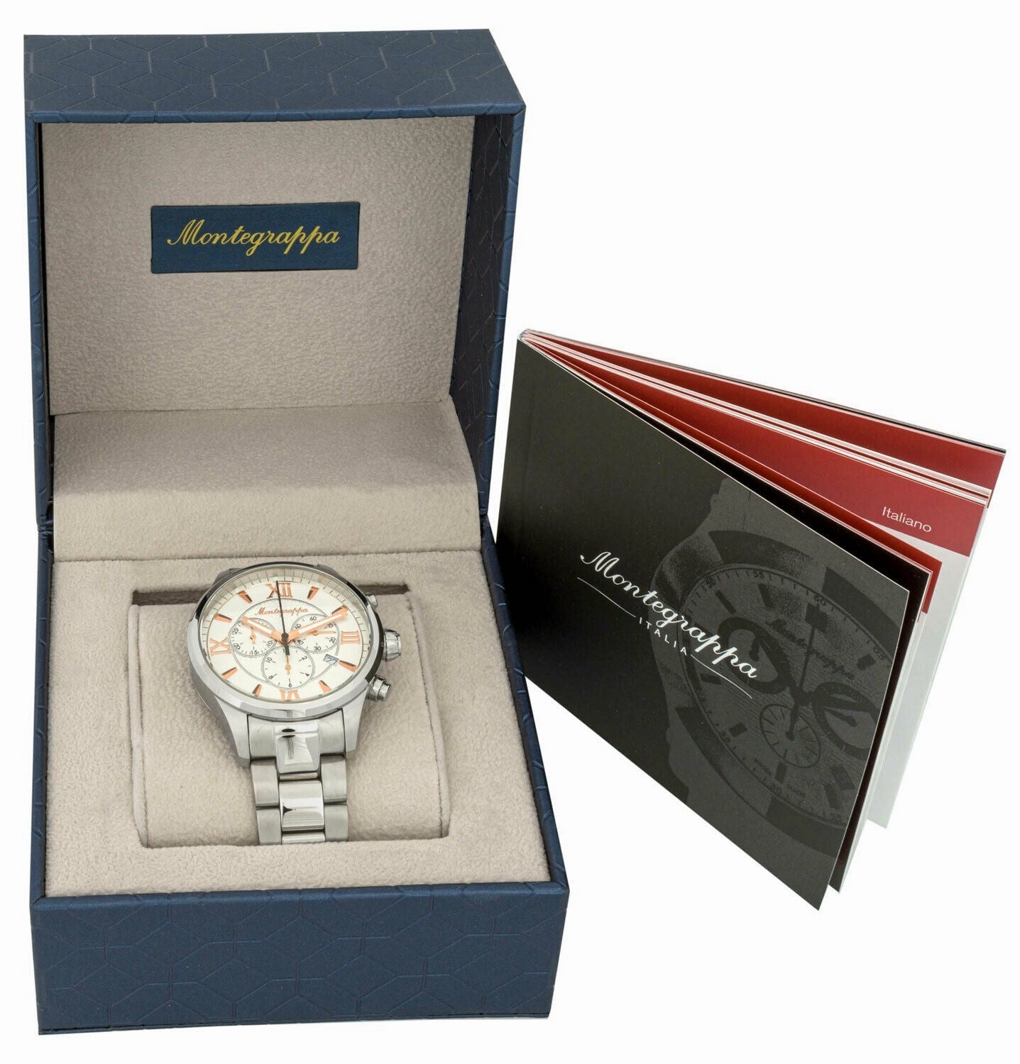 Montegrappa Fortuna Chronograph Date White Dial Stainless Steel Quartz Men's Watch IDFOWCIR
