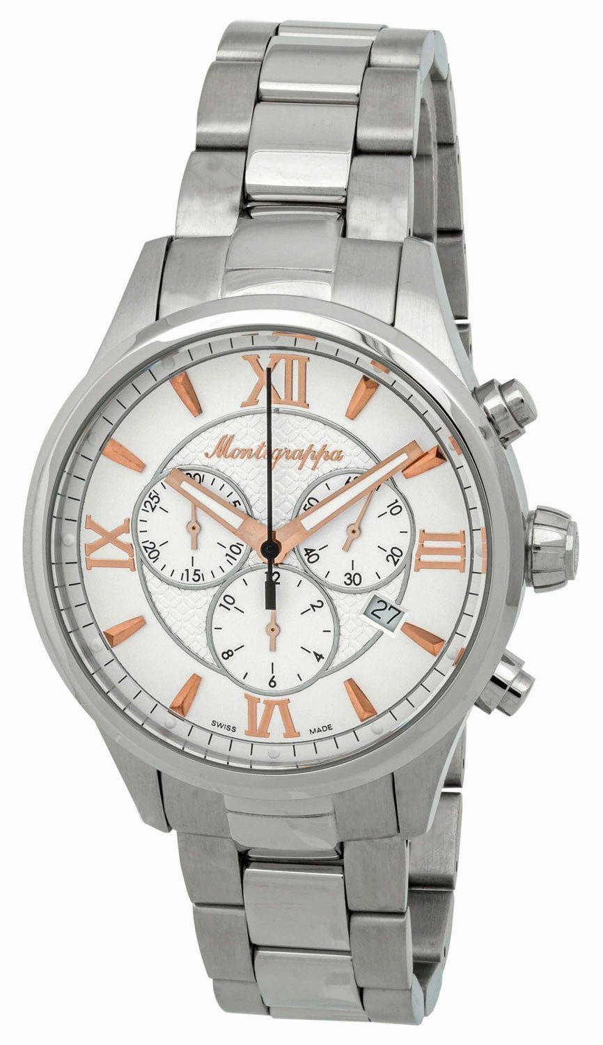 Montegrappa Fortuna Chronograph Date White Dial Stainless Steel Quartz Men's Watch IDFOWCIR