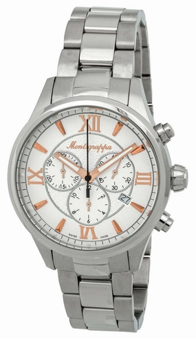 Montegrappa Fortuna Chronograph Date White Dial Stainless Steel Quartz Men's Watch IDFOWCIR