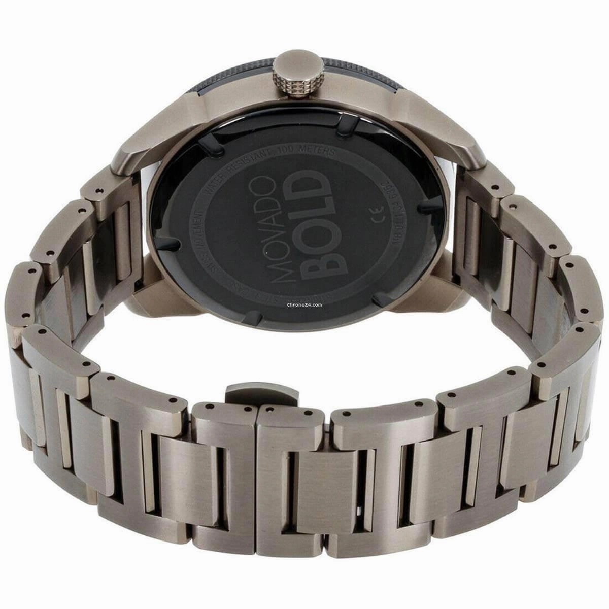 Movado Men's Quartz Watch - Bold Black Dial Khaki Bracelet | 3600511