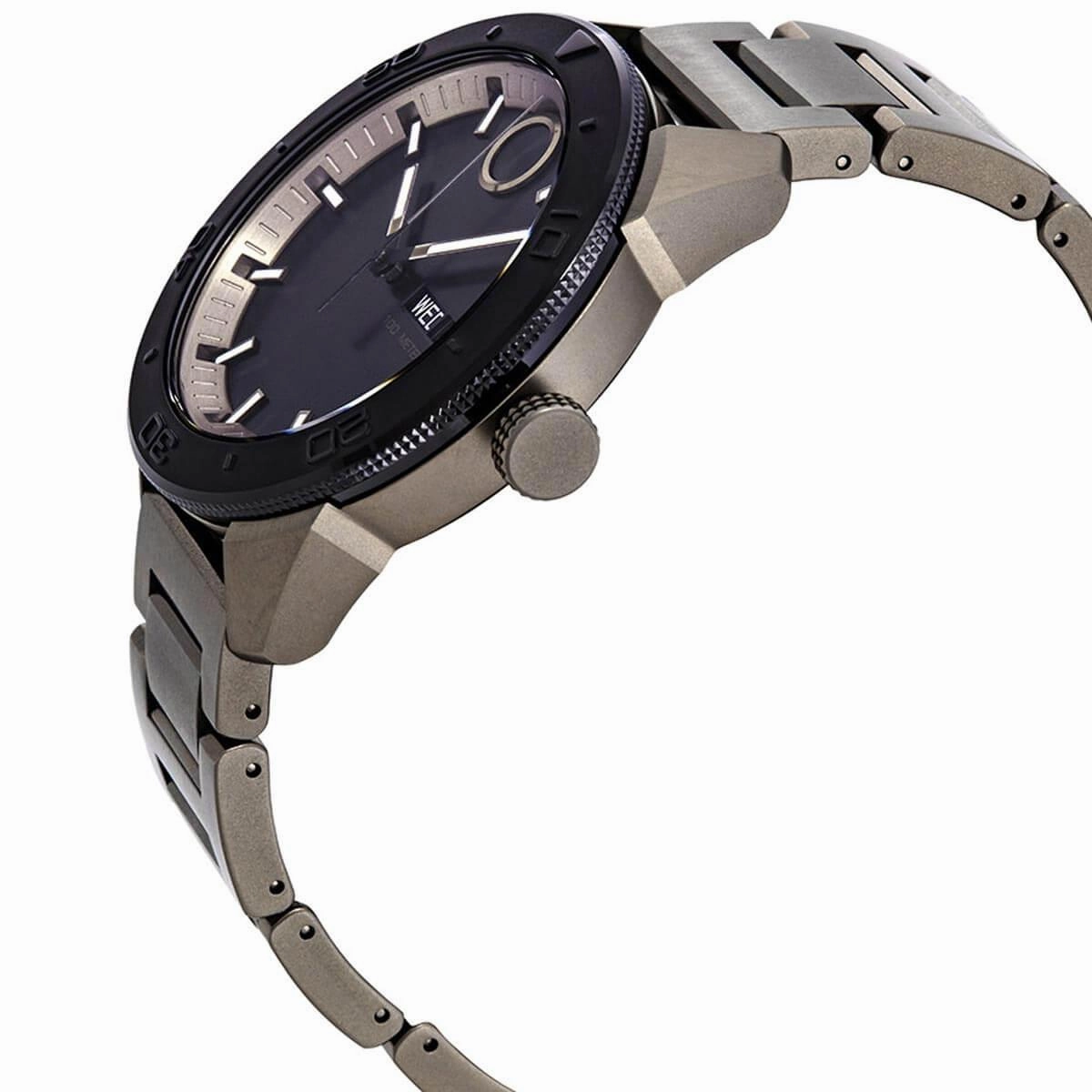 Movado Men's Quartz Watch - Bold Black Dial Khaki Bracelet | 3600511