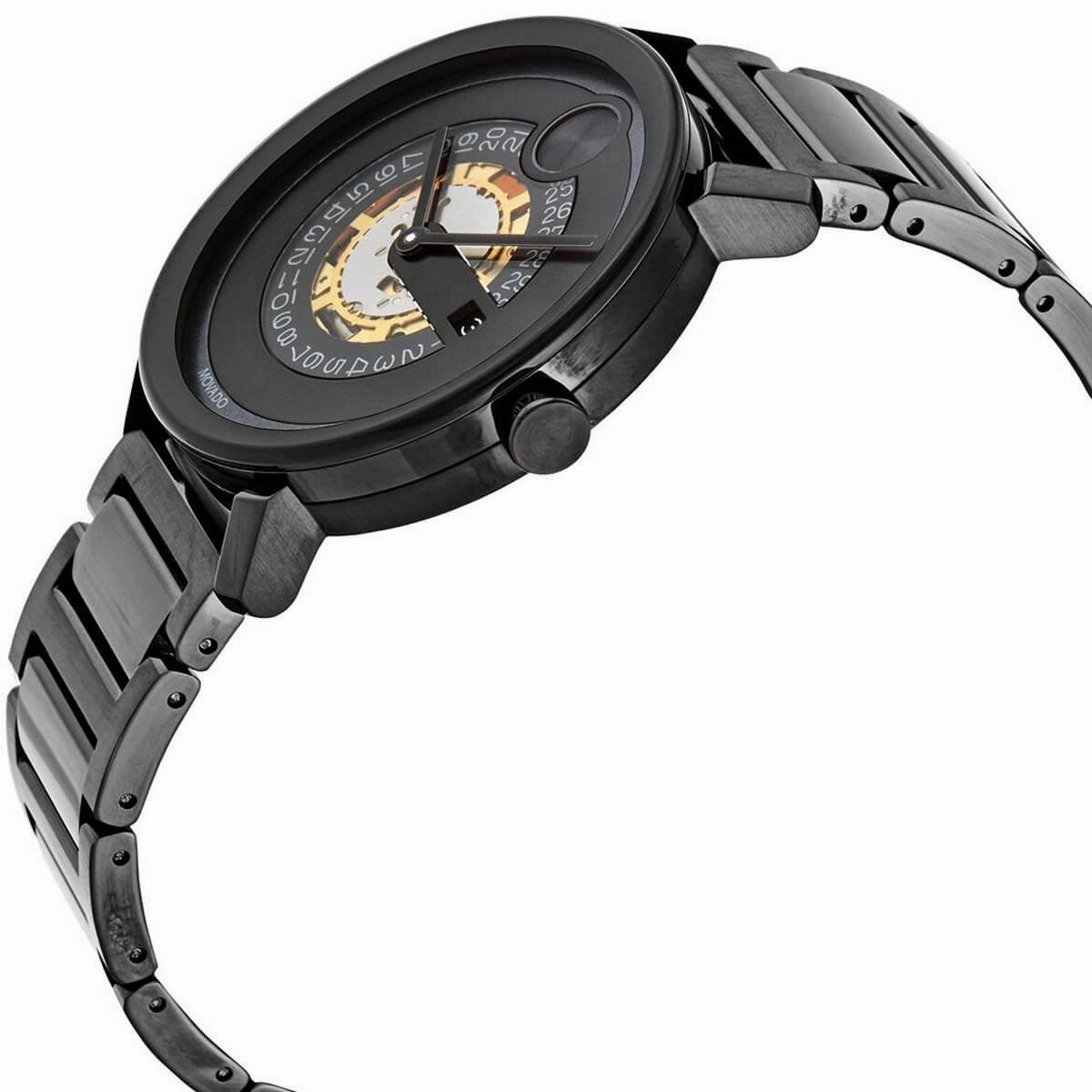 Movado Men's Quartz Watch - Bold Evolution Skeleton Dial Black Bracelet | 3600276