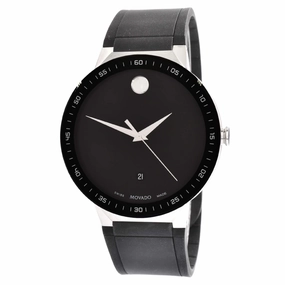 Movado Men's Quartz Watch - Sapphire Two Tone Case Black Bezel Rubber Strap | 0607406