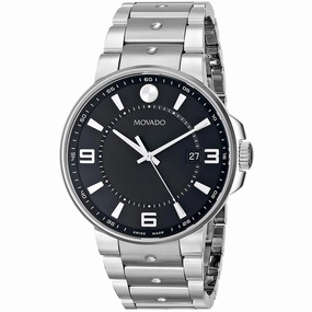 Movado Men's Quartz Watch - SE Pilot Black Dial Silver Tone Bracelet | 0606761
