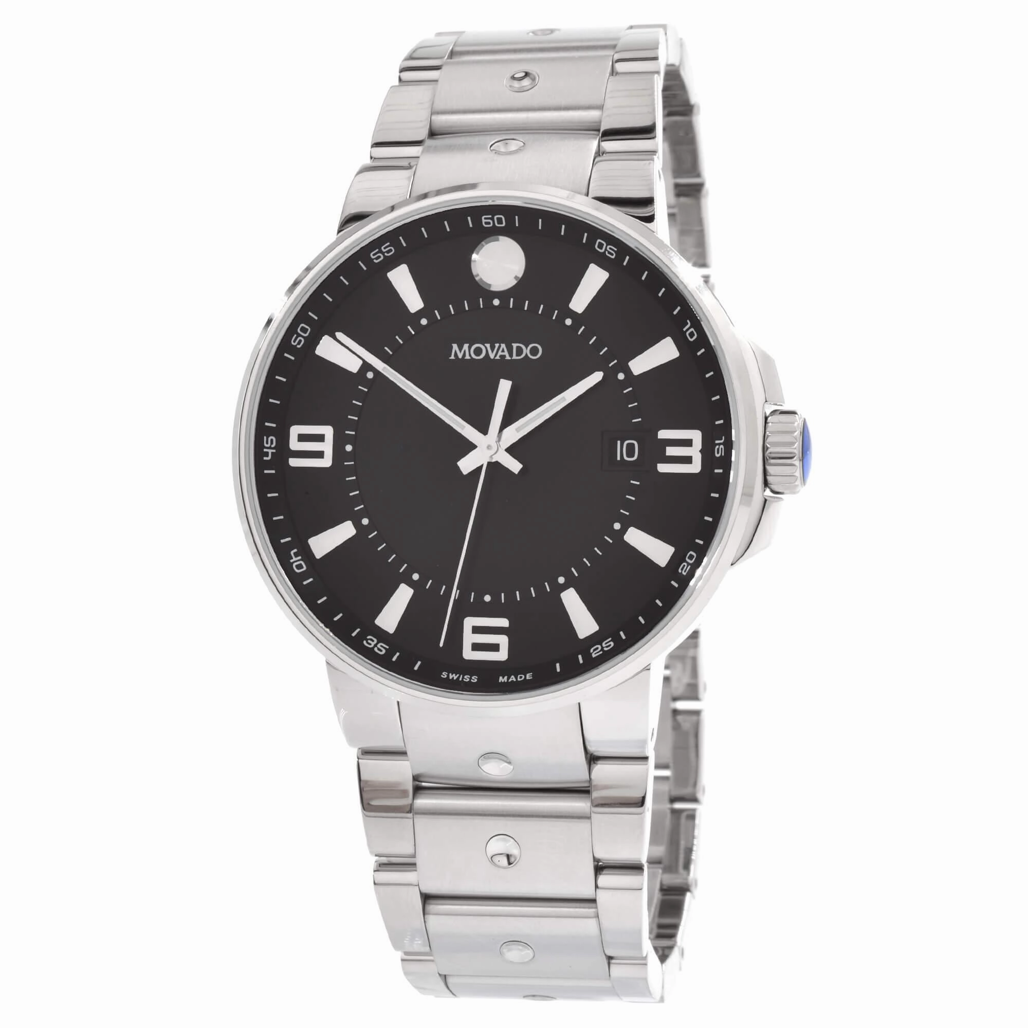 Movado Men's Quartz Watch - SE Pilot Black Dial Stainless Steel Bracelet | 0607412