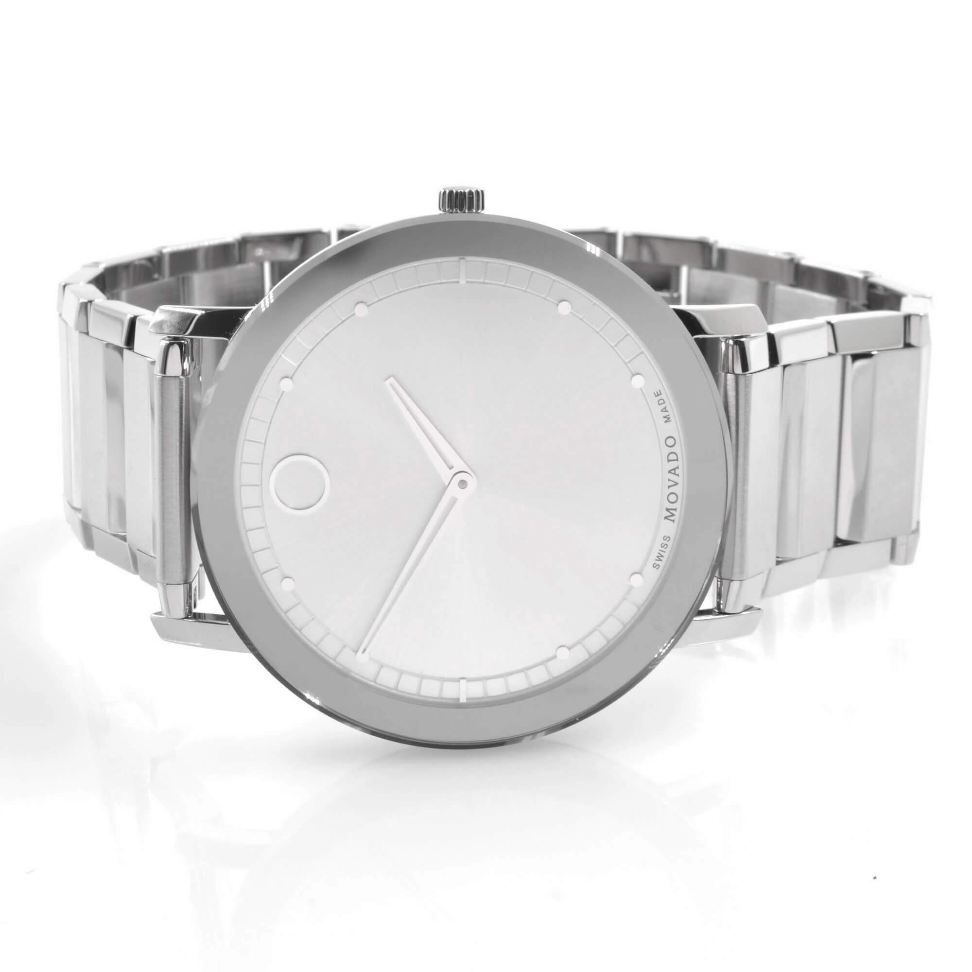 Movado Men's Swiss Quartz Watch - Sapphire Silver Dial Bracelet | 0607407