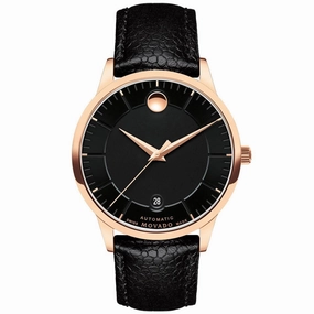 Movado Men's Watch - 1881 Automatic Black Dial Black Leather Strap | 0607062