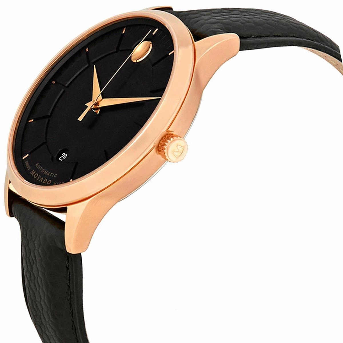 Movado Men's Watch - 1881 Automatic Black Dial Black Leather Strap | 0607062