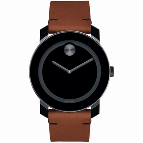 Movado Men's Watch - Bold Quartz Black Dial Leather Strap | 3600600