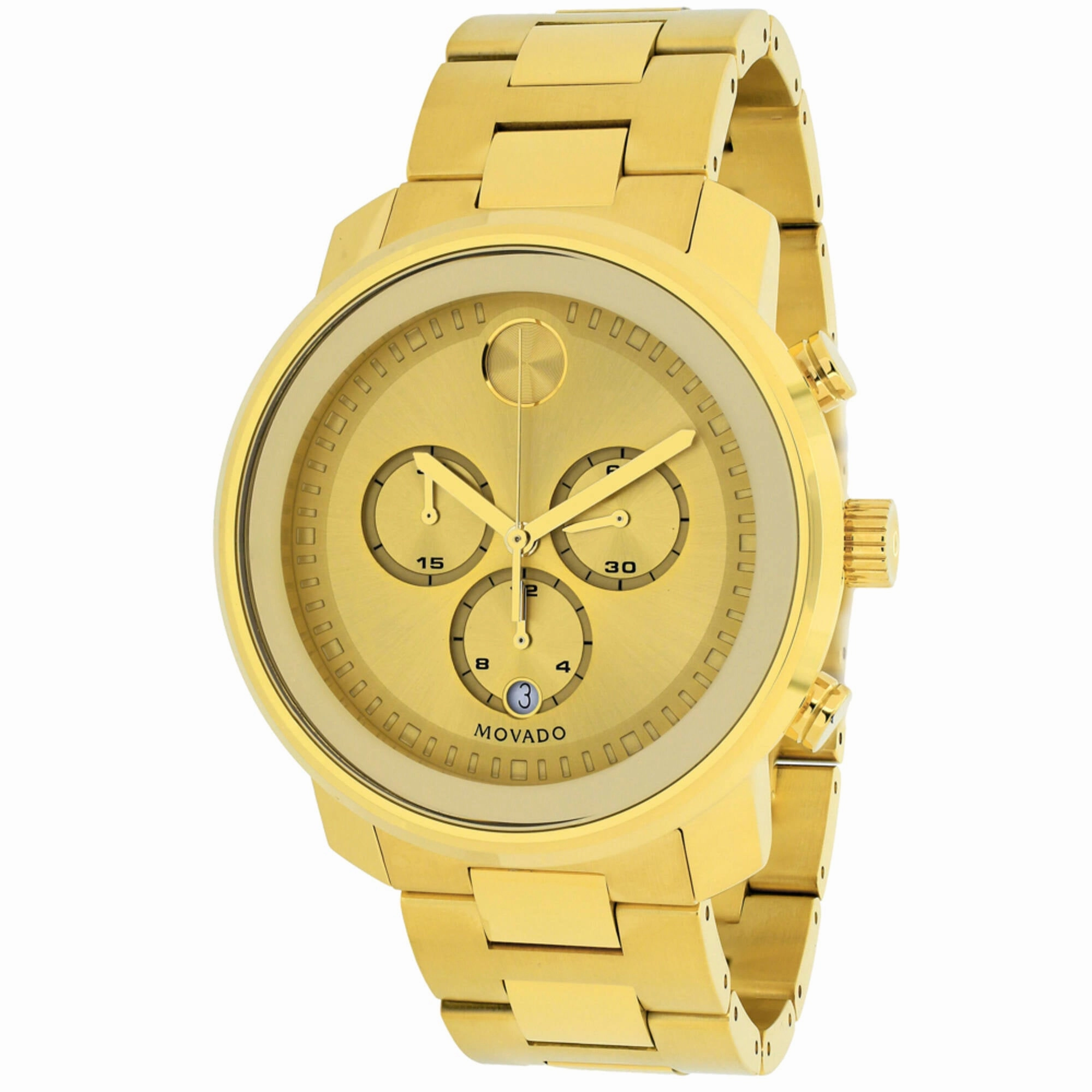 Movado Men's Watch - Bold Quartz Gold Dial Plated Stainless Steel Bracelet | 3600278
