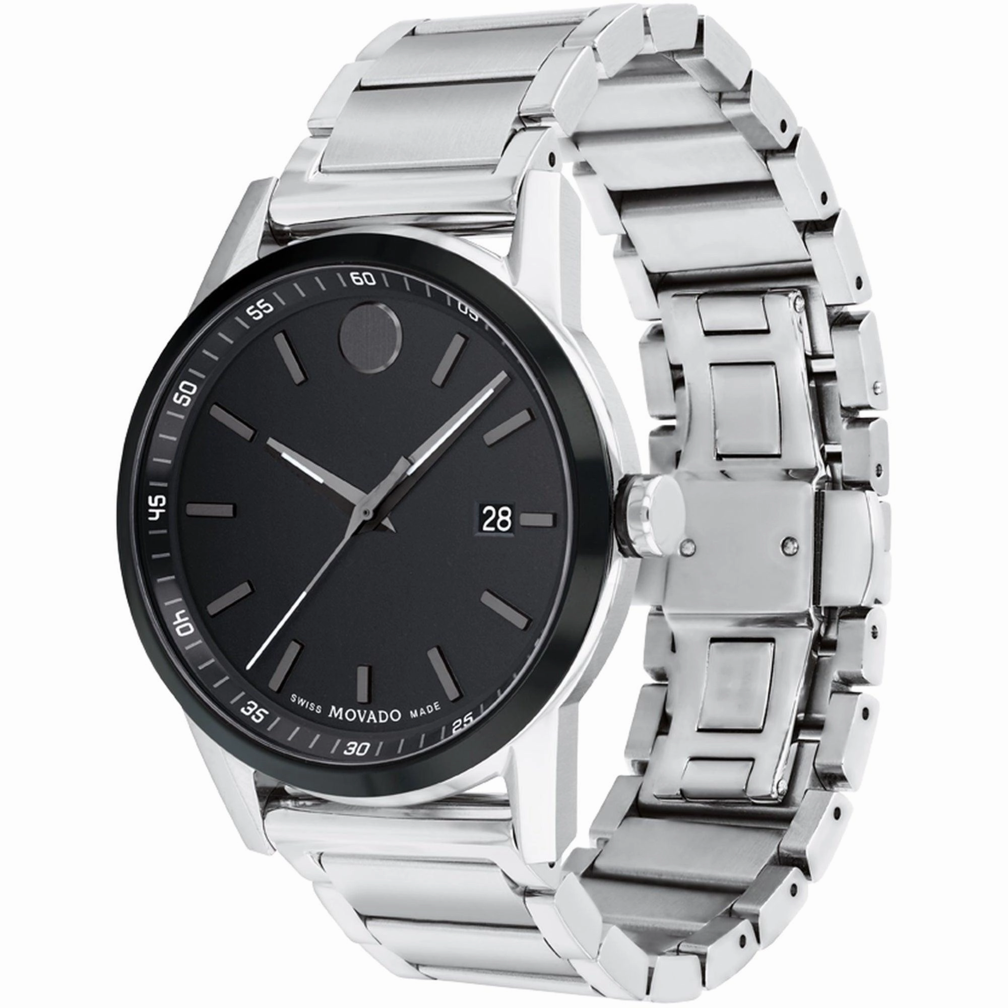 Movado Men's Watch - Museum Sport Black Dial Steel Bracelet Date Display | 0607557