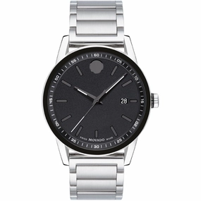Movado Men's Watch - Museum Sport Black Dial Steel Bracelet Date Display | 0607557