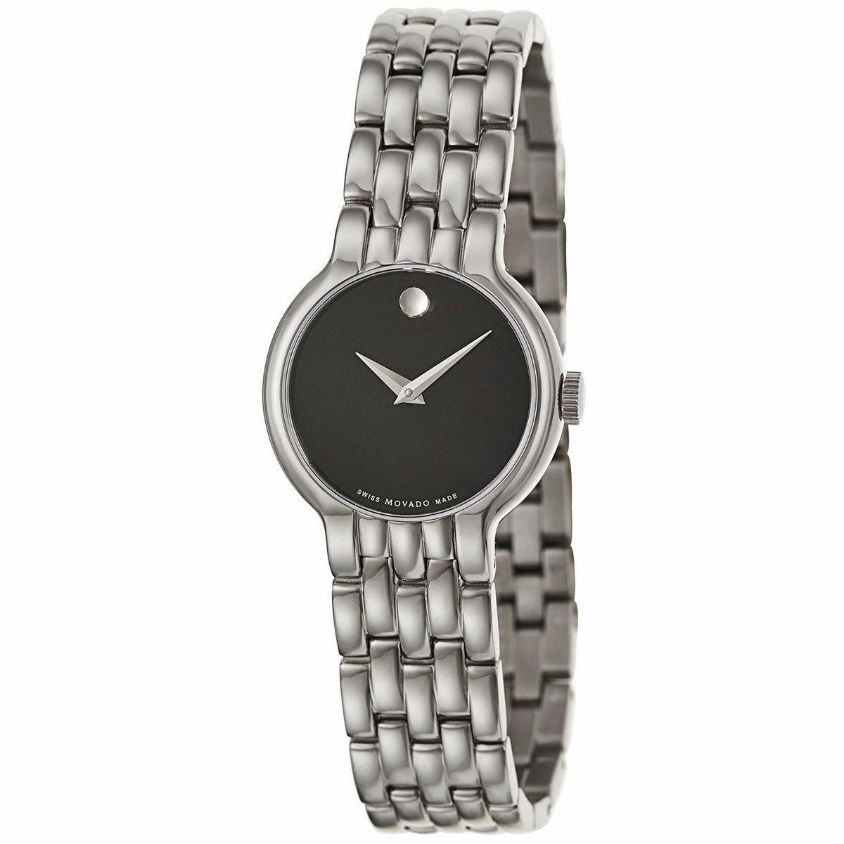 Movado Women's Quartz Watch - Veturi Black Dial Stainless Steel Bracelet | 0606338