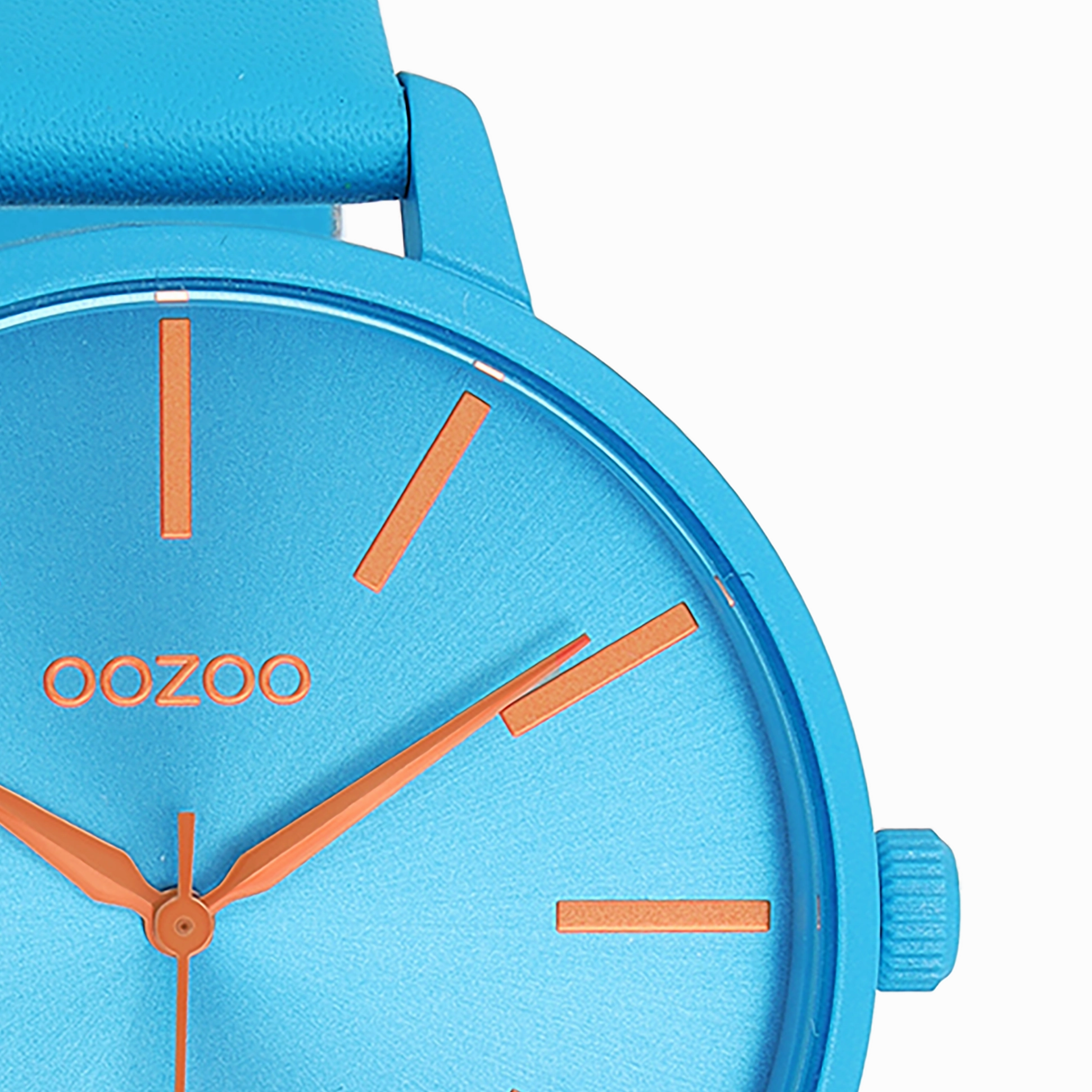 Neon blue OOZOO watch with bright blue leather strap - C11182