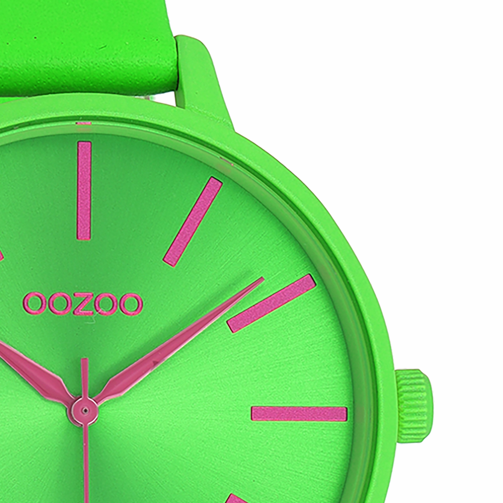 Neon green OOZOO watch with leather strap - C11183