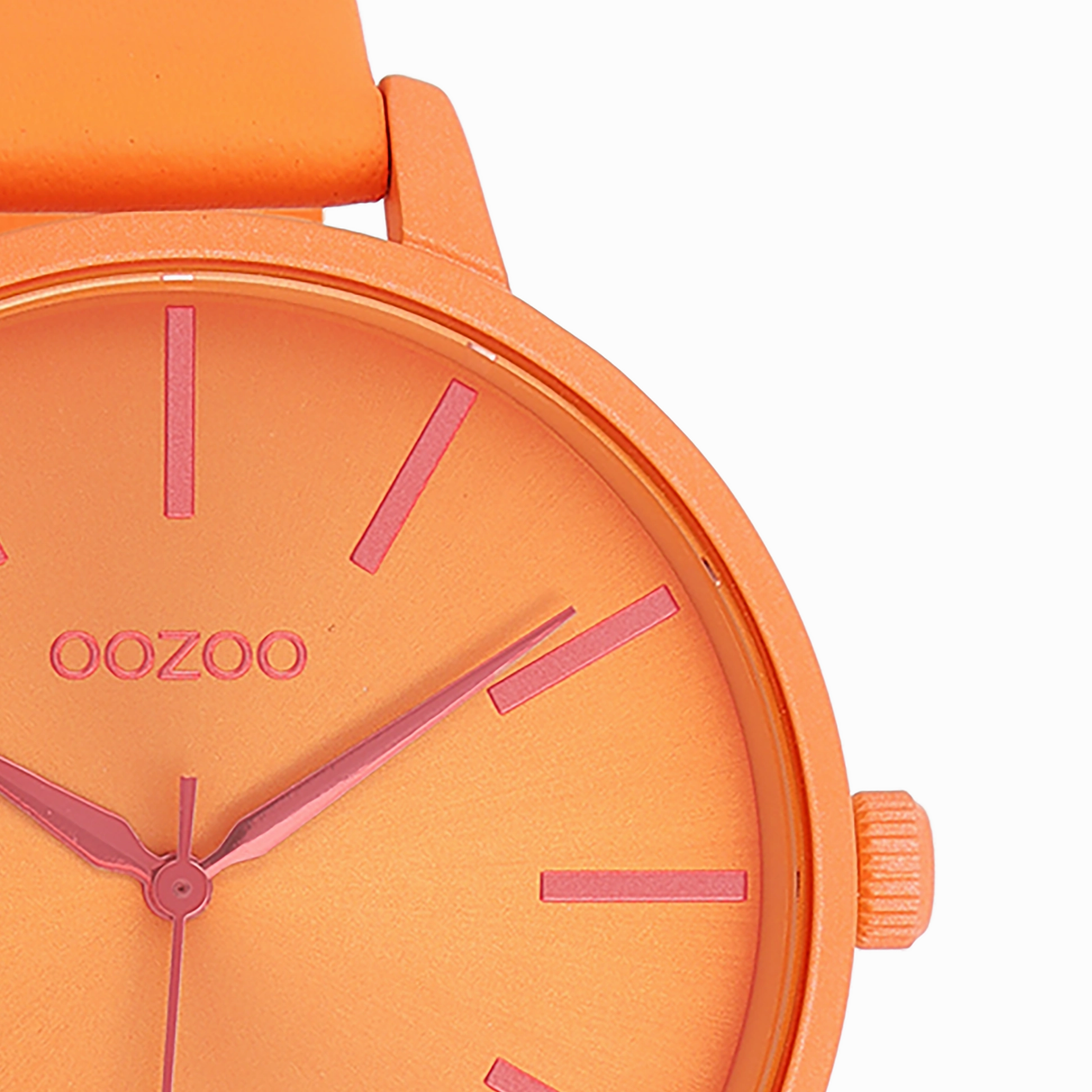 Neon orange OOZOO watch with leather strap - C11187