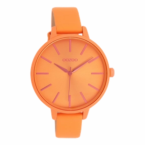 Neon orange OOZOO watch with leather strap - C11187