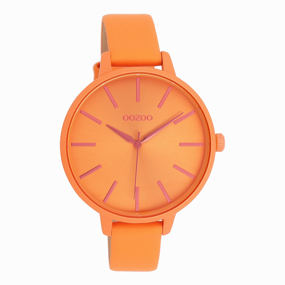 Neon orange OOZOO watch with leather strap - C11187