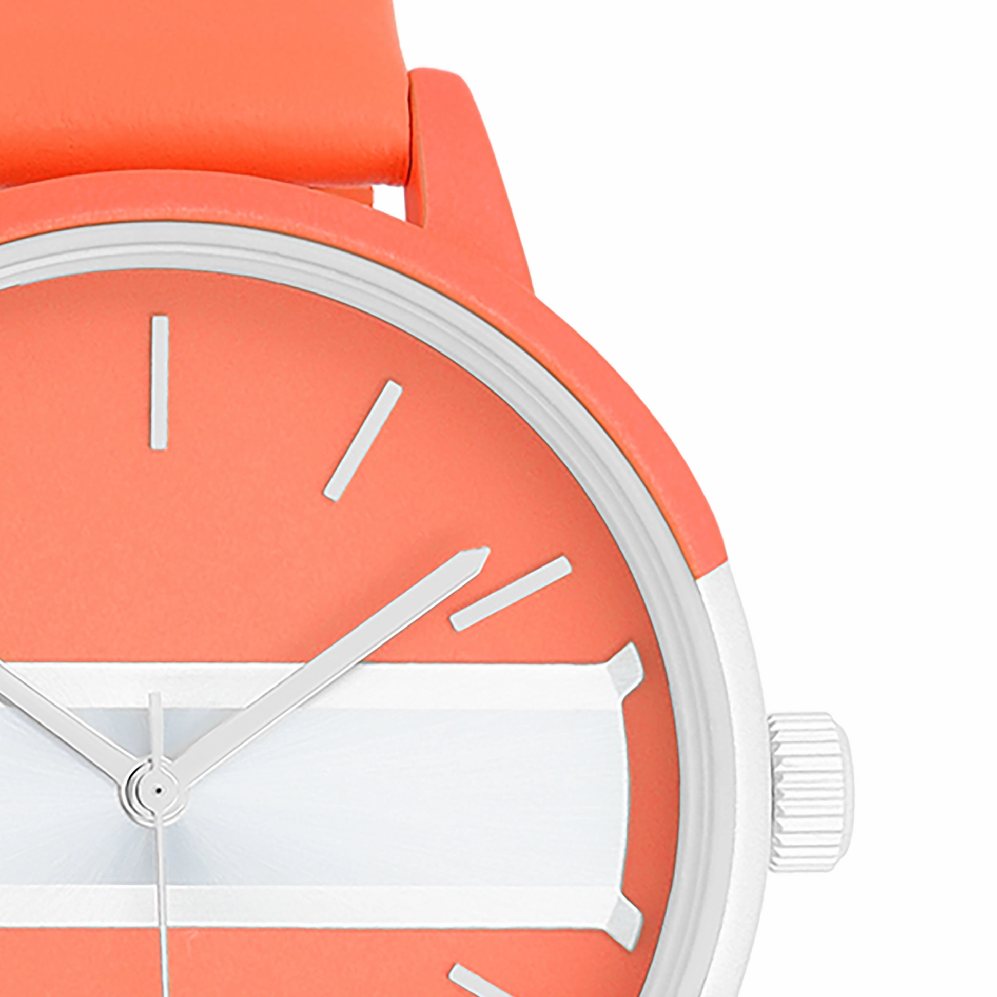 Neon red/gold coloured OOZOO watch with neon orange leather strap - C11190