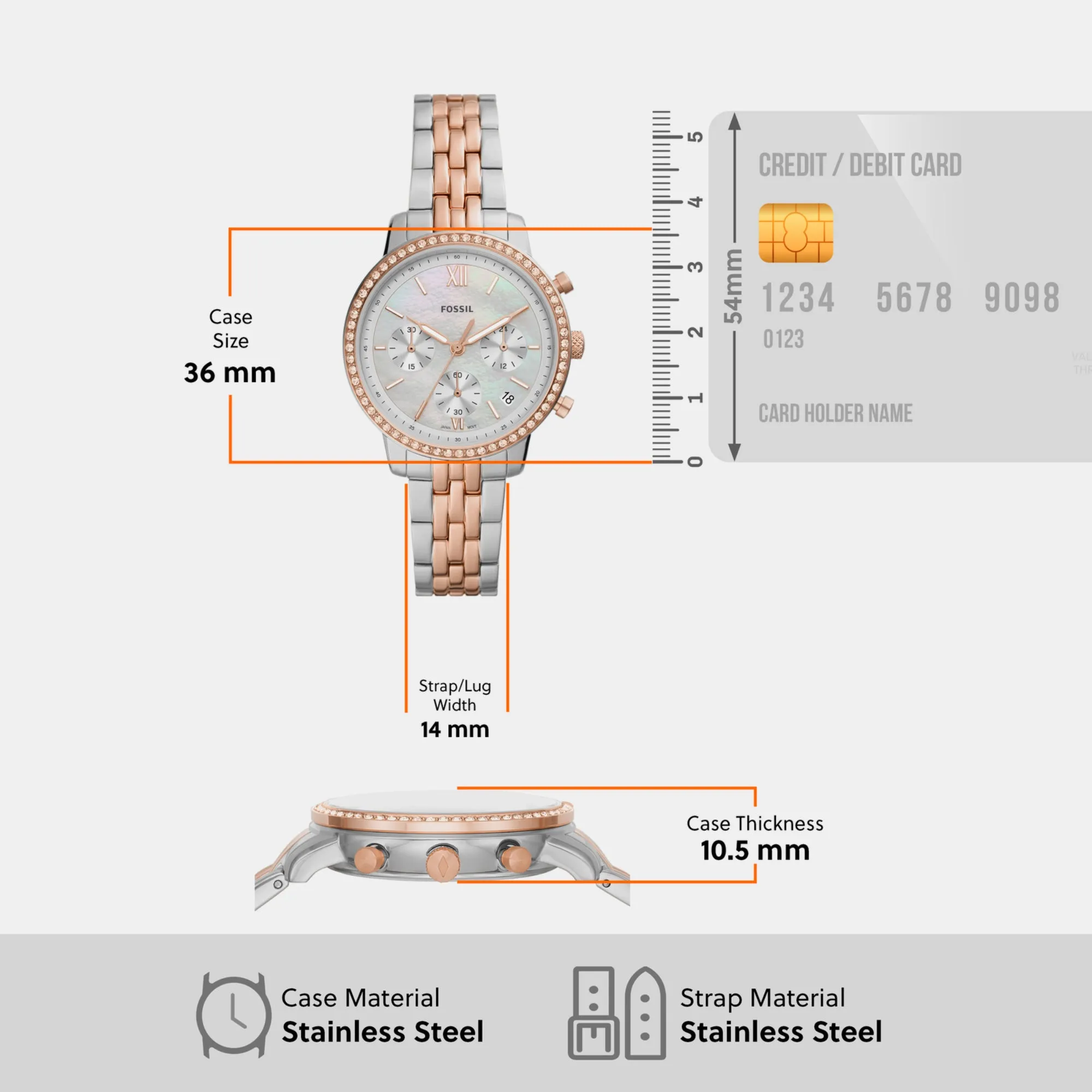 Neutra Women Quartz Mother of Pearl Dial Chronograph Stainless Steel Watch ES5279