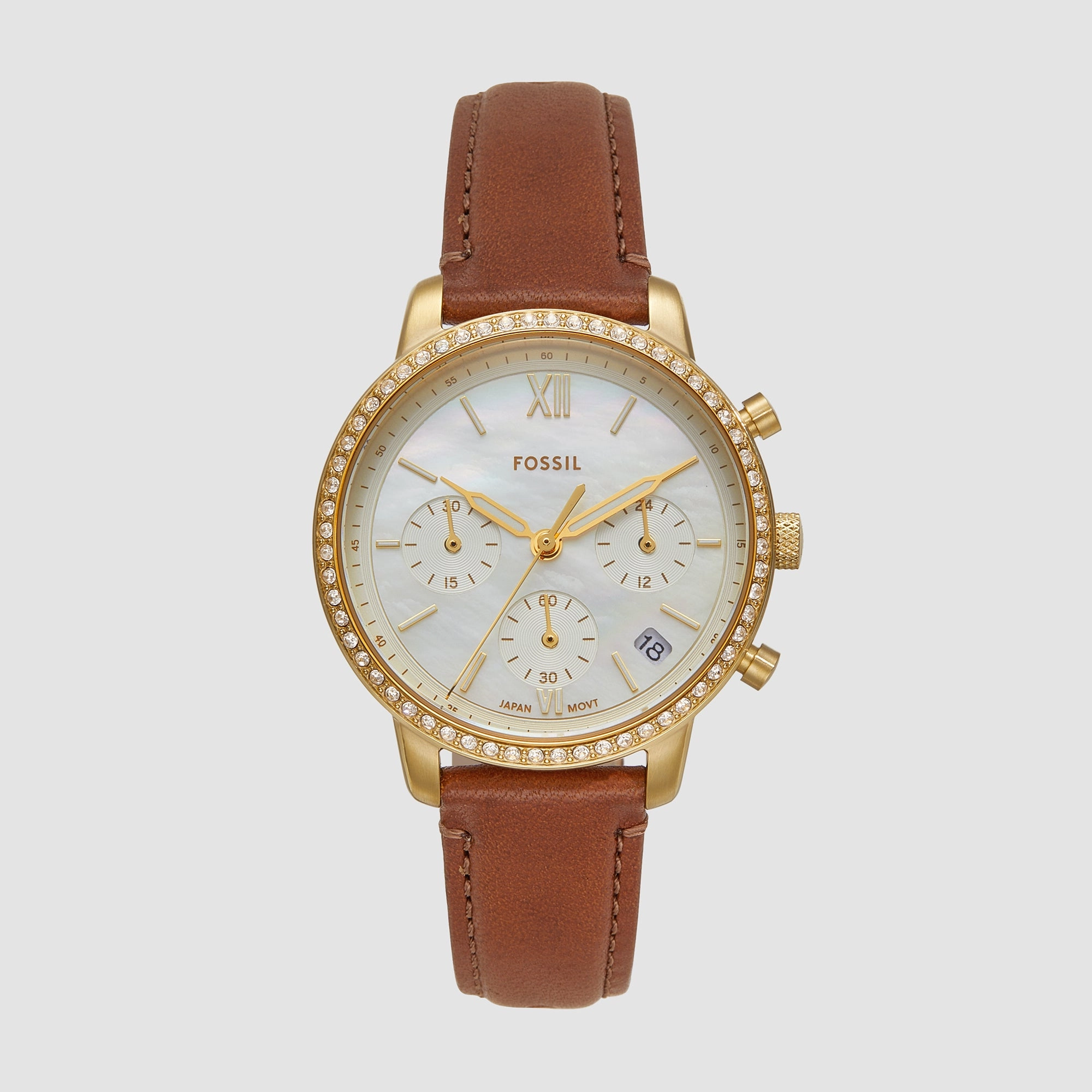 Neutra Women Quartz Mother Of Pearl Dial Chronograph Leather Watch ES5278