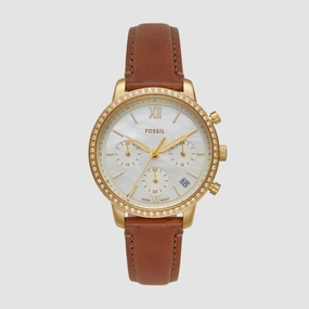 Neutra Women Quartz Mother Of Pearl Dial Chronograph Leather Watch ES5278