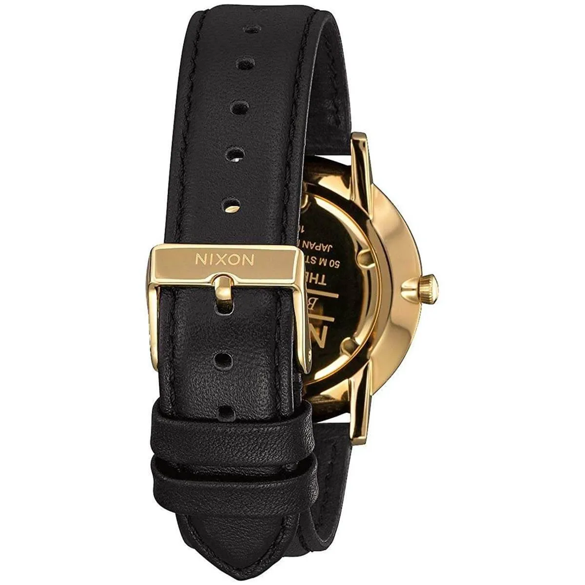 Nixon Men's Quartz Watch - Porter Leather Gold Tone Dial Black Strap | A1058510