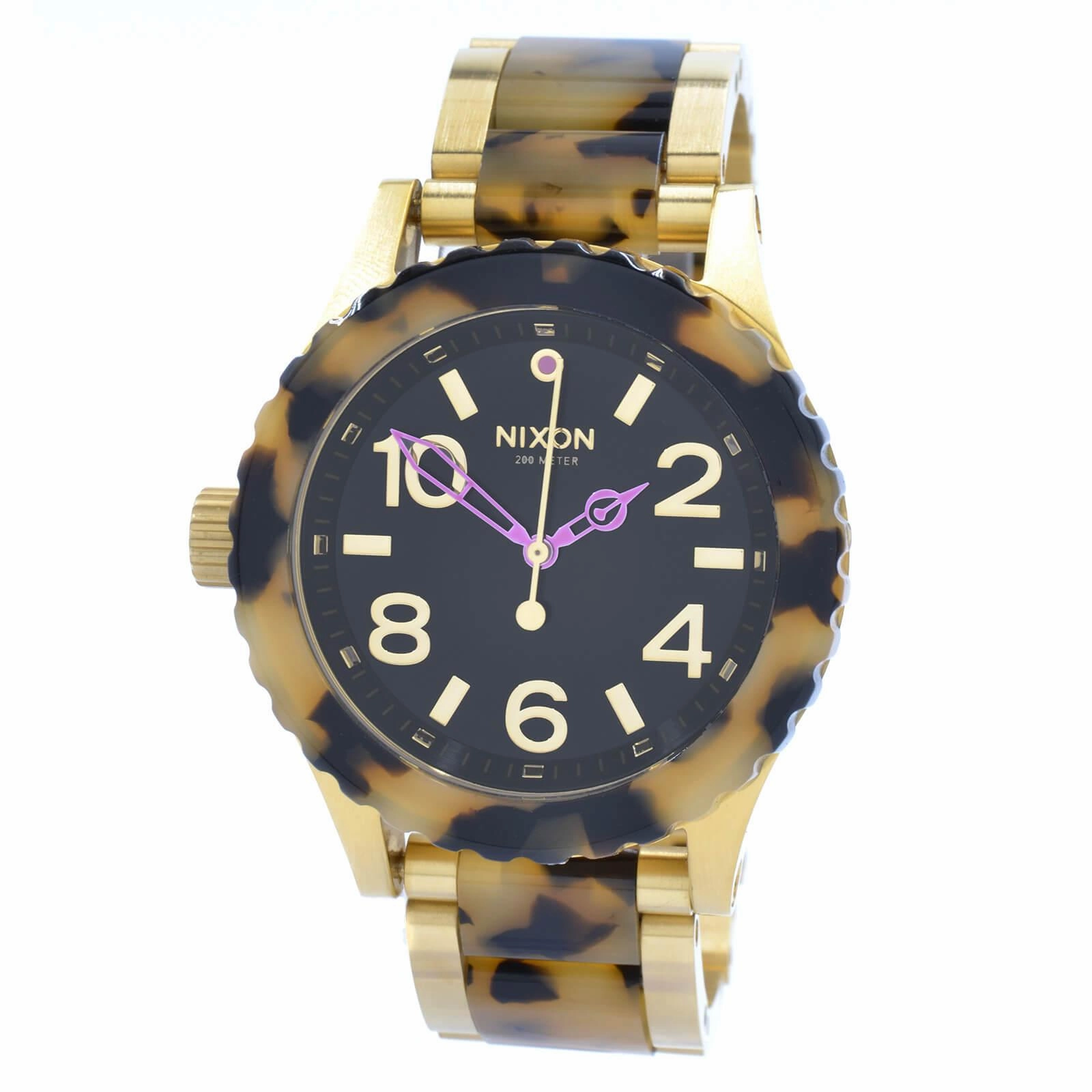 Nixon A4102584 Men's 38-20 Black Face Cream Tortoise Bracelet Watch