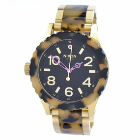 Nixon A4102584 Men's 38-20 Black Face Cream Tortoise Bracelet Watch