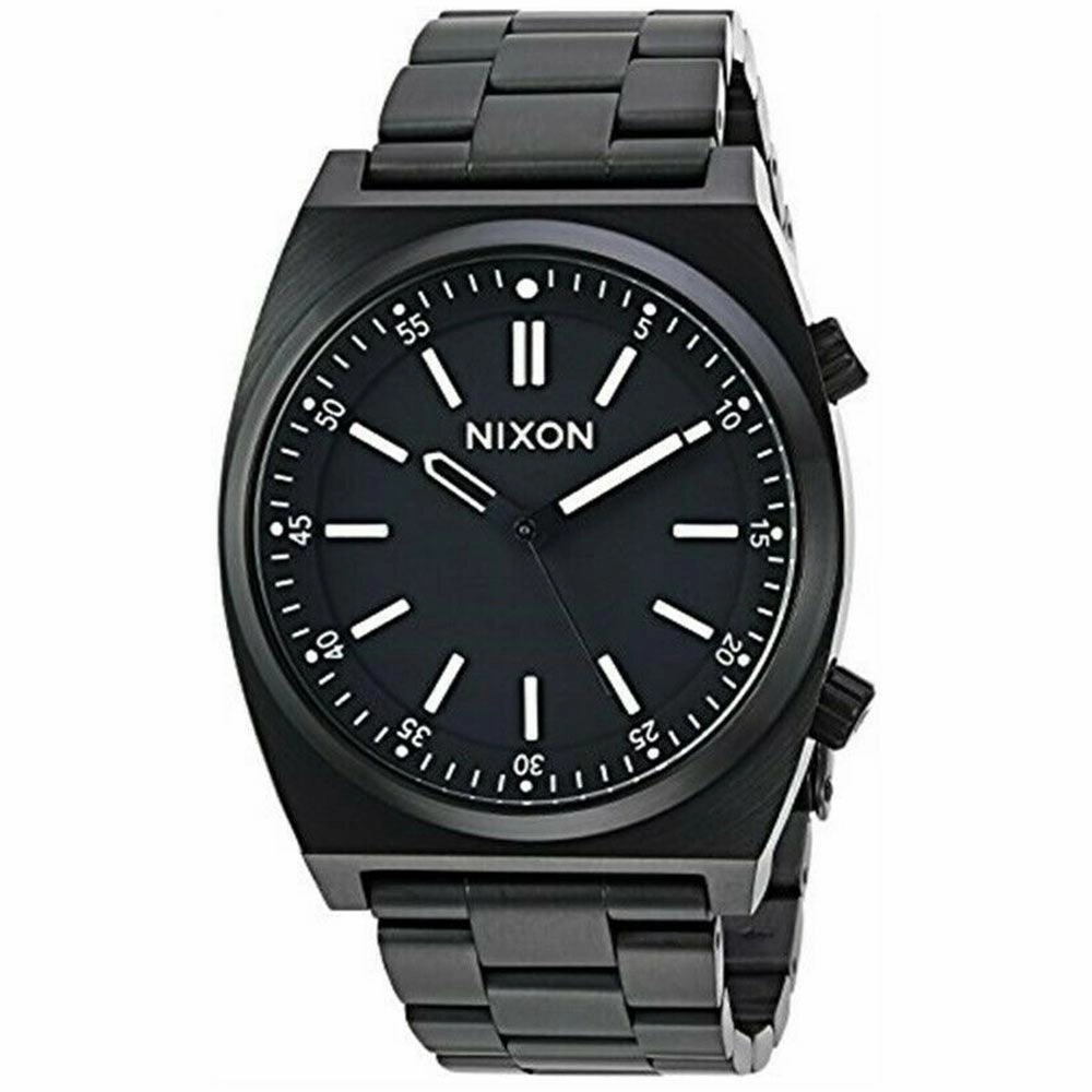 Nixon Men's Bracelet Watch - Brigade Quartz Black Rotating Dial Black | A1176001