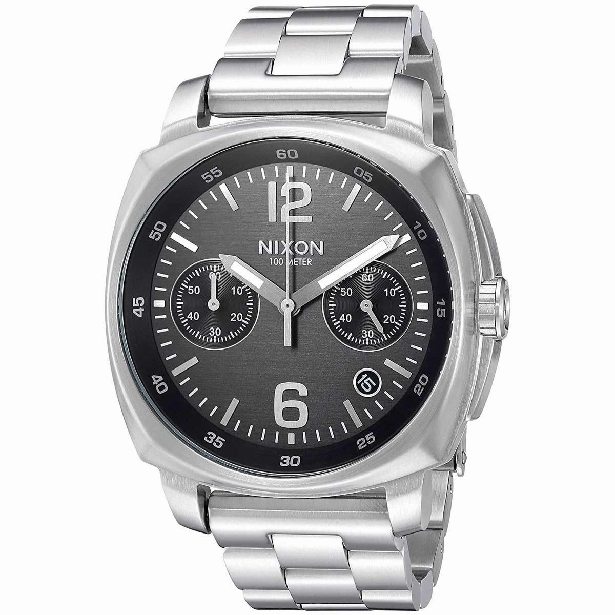 Nixon Men's Chronograph Watch - Charger Silver Stainless Steel Bracelet | A1071000