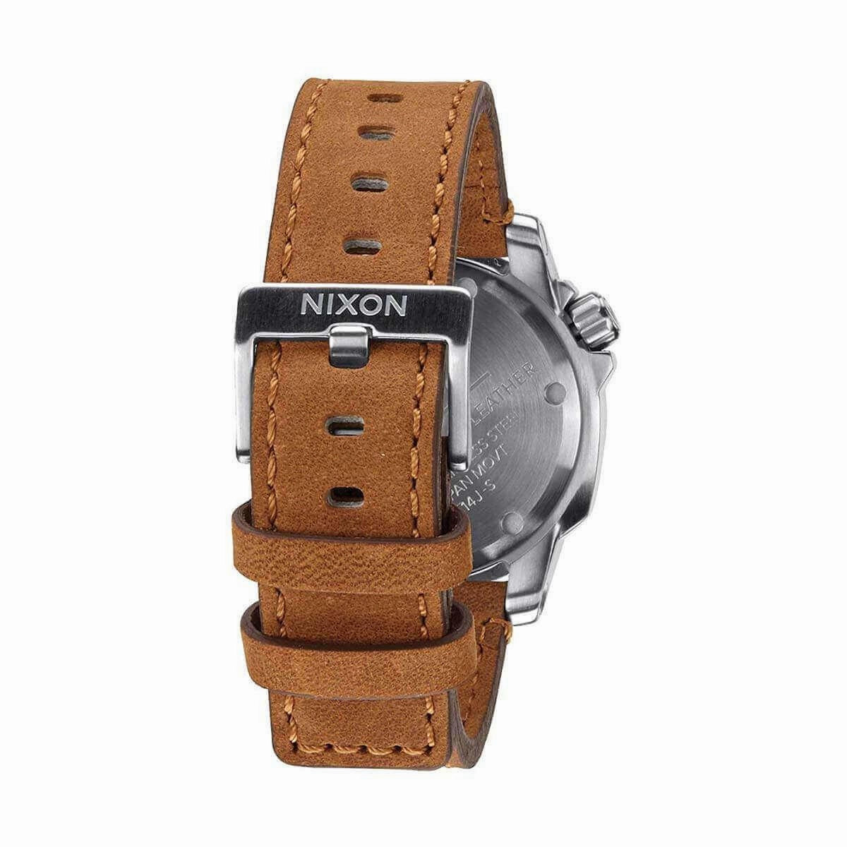 Nixon Men's Quartz Watch - Ranger 40 Silver Tone Dial Brown Leather Strap | A4712092