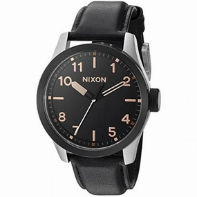 Nixon Men's Quartz Watch - Safari Leather Black Dial Black Strap | A9752051