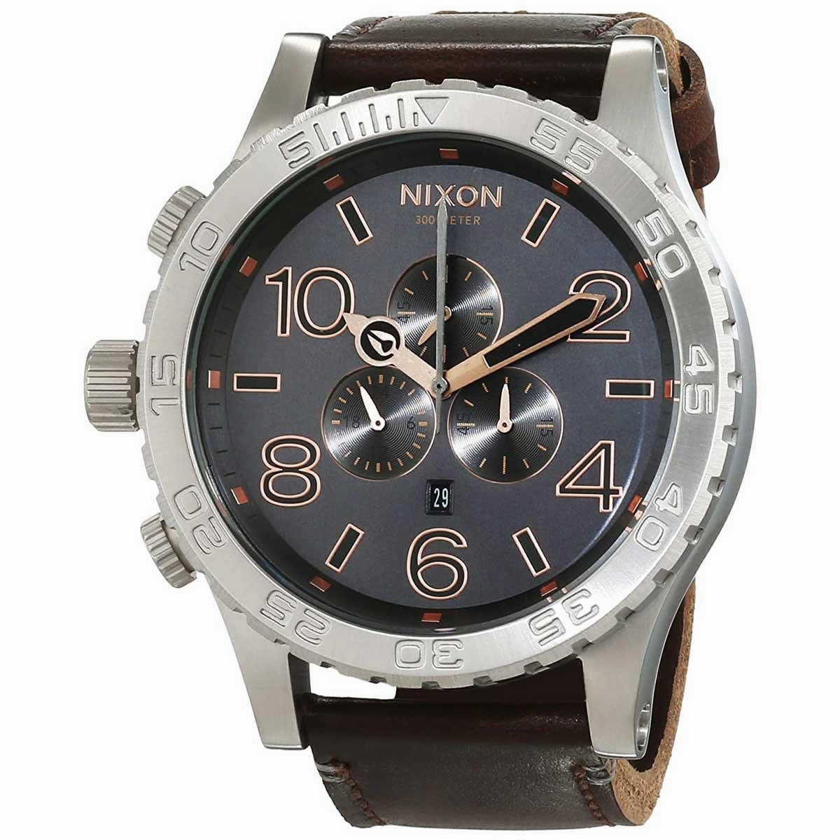 Nixon Men's Quartz Watch - The 51-30 Chronograph Black Dial Brown Strap | A1242064
