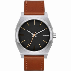 Nixon Men's Quartz Watch - Time Teller Black Dial Leather Strap SS Case | A0452455