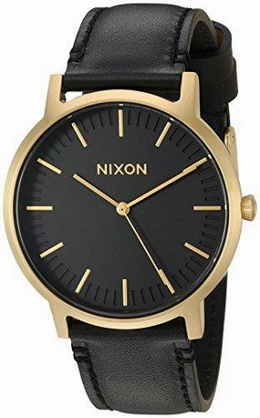 Nixon Men's Strap Watch - Porter Leather Japanese Quartz Black Leather | A1058513
