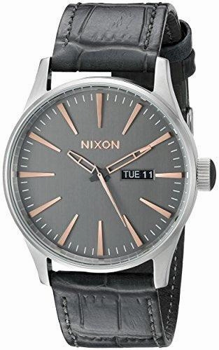 Nixon Men's Strap Watch - Sentry Leather Japanese Quartz Grey Leather | A1052145